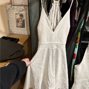 Elegant White Lace-Back Dress